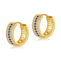 Women's round geometry earrings with 18K electroplated gold finish on copper