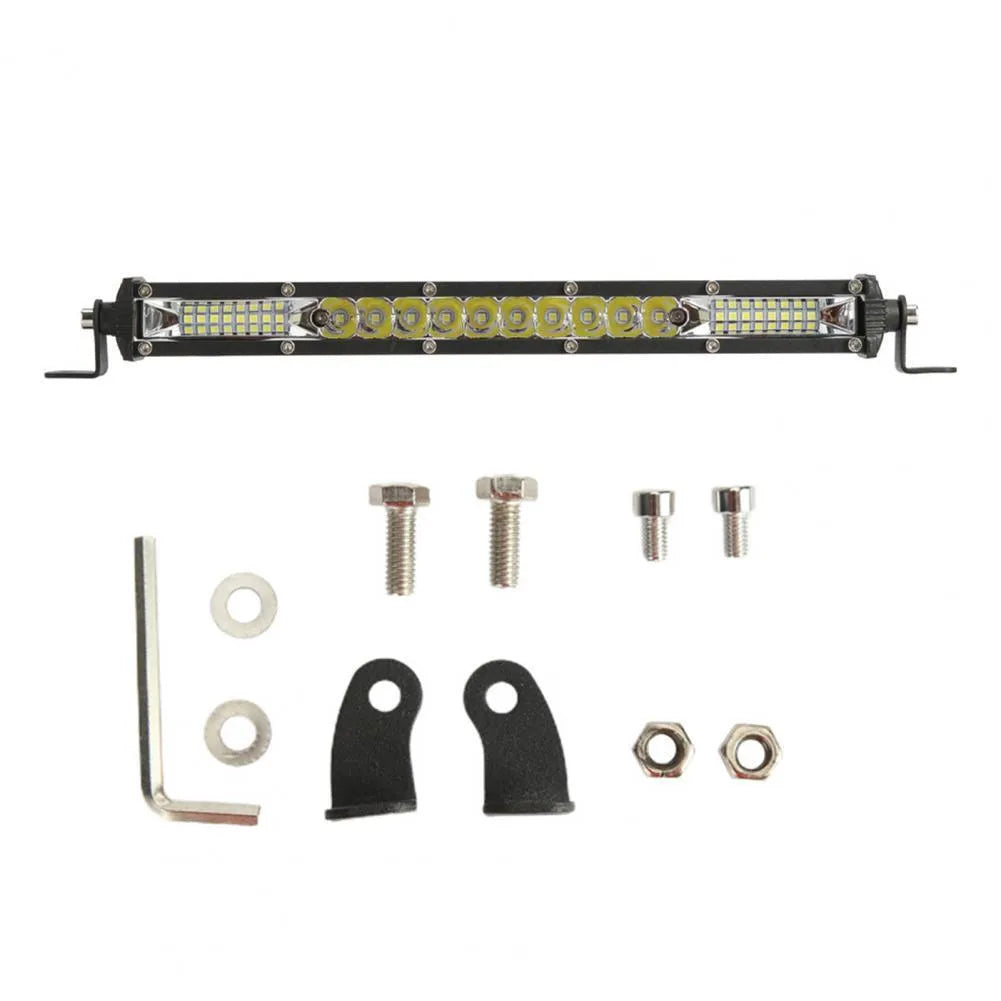 Ultra-thin white aluminium LED light bar for vehicle roof mounting.