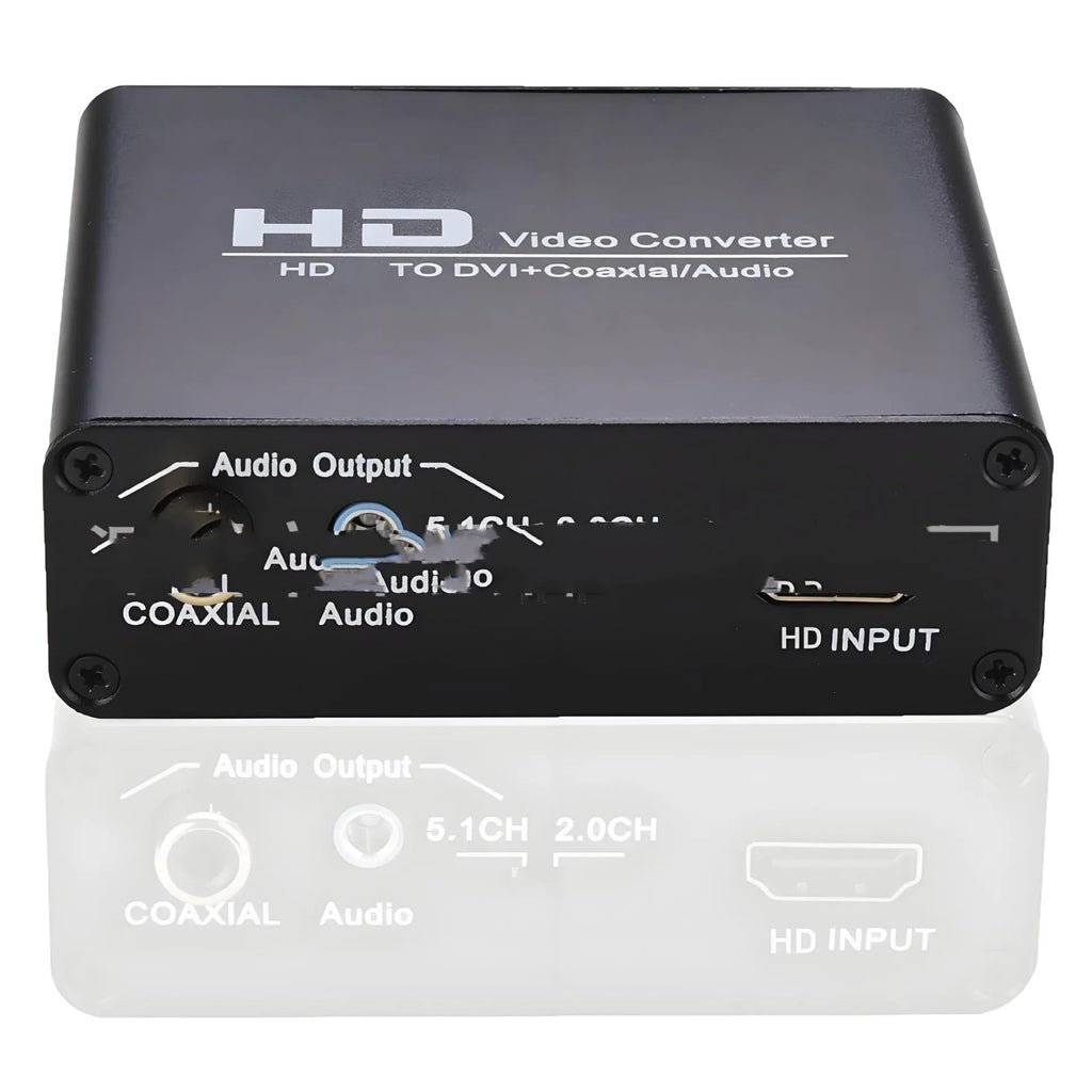 Black HDMI to DVI converter with coaxial 35 audio output and 1.5 metre cable