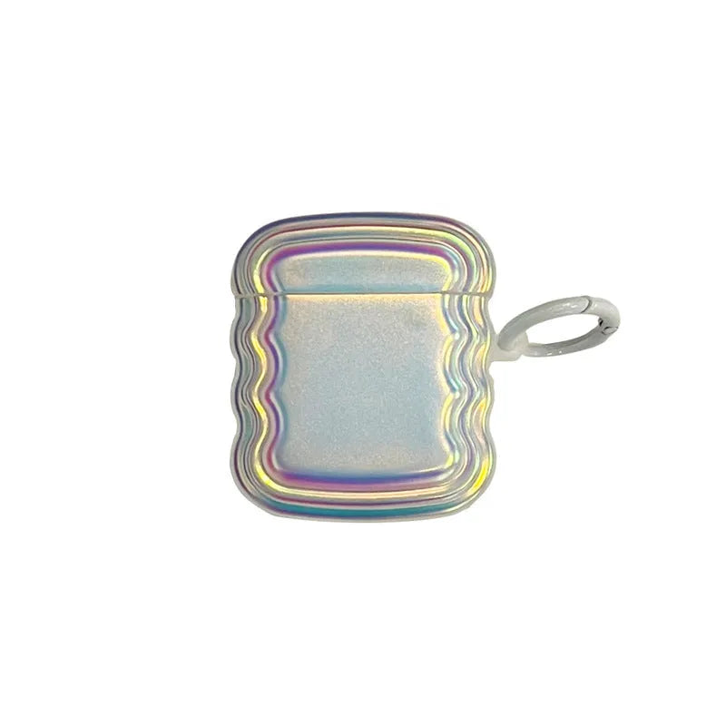 Silicone protective case for AirPods with a holographic magic laser and ring colour design.