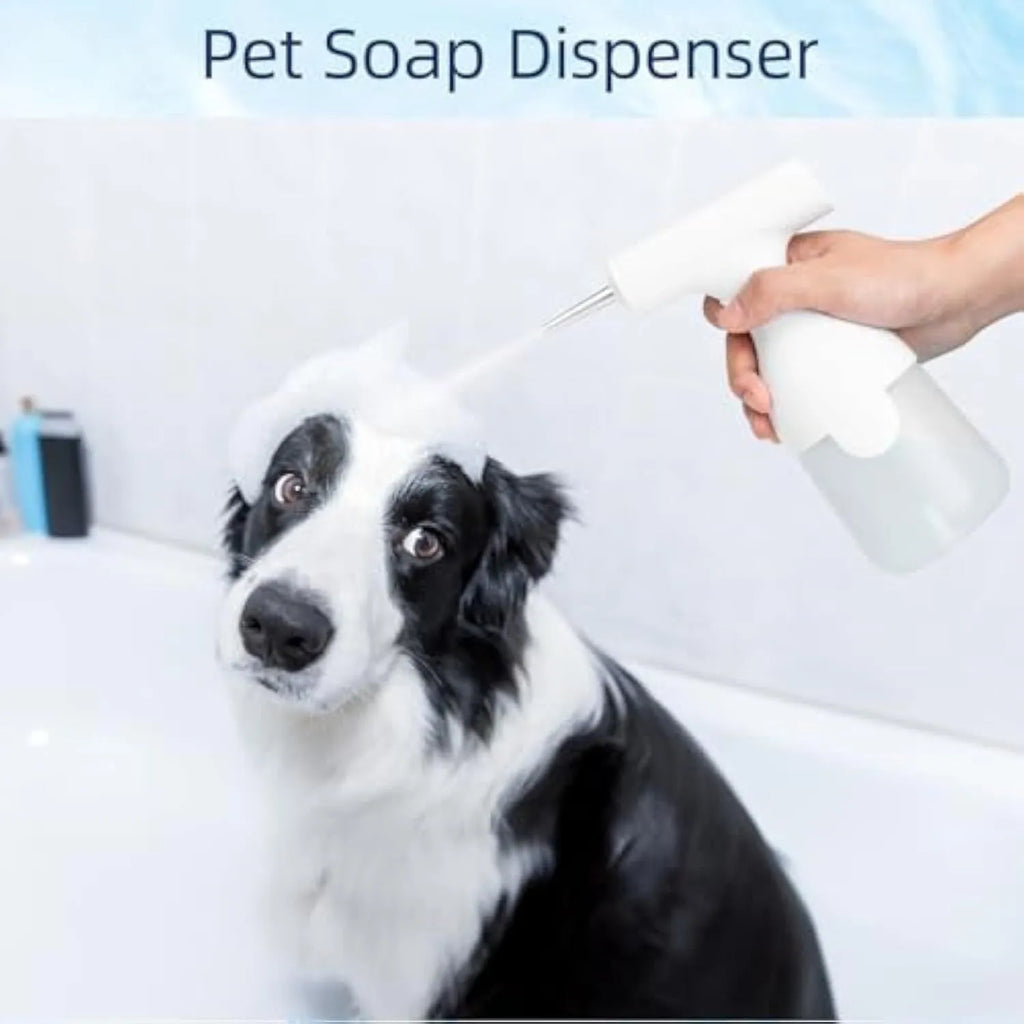 White electric foam soap dispenser with rechargeable battery and two nozzle attachments
