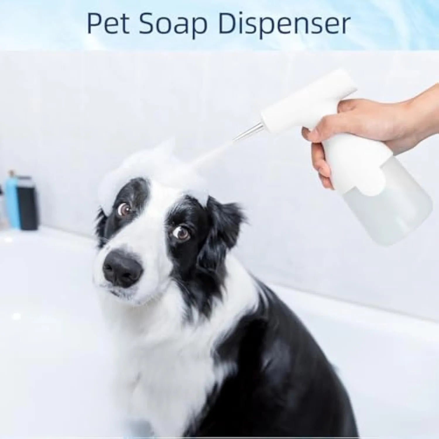 White electric foam soap dispenser with rechargeable battery and two nozzle attachments