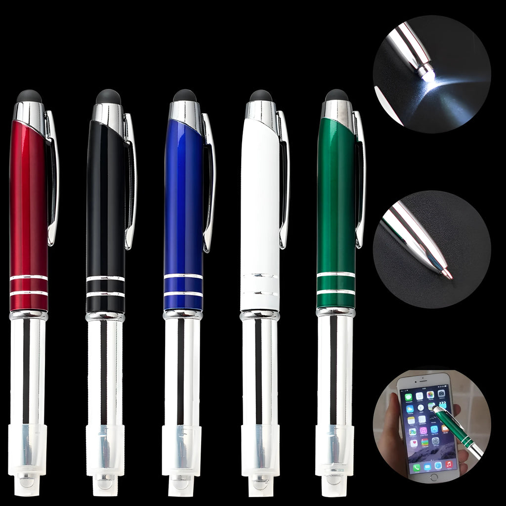 Metal capacitive stylus pen with LED light in five colour options