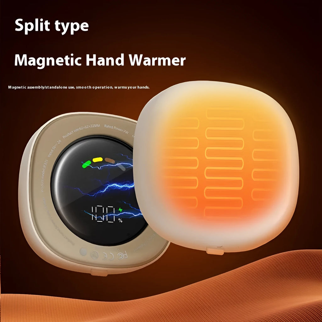 Magnetic mini USB hand warmer in white with double side heating and explosion-proof design