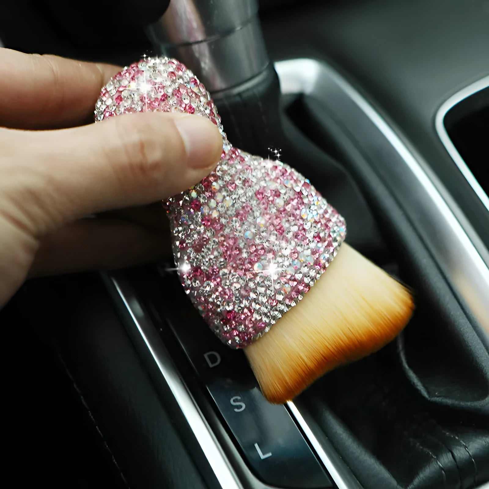 Car interior soft PVC cleaning brush for dashboard and air vent dust removal in three colour options