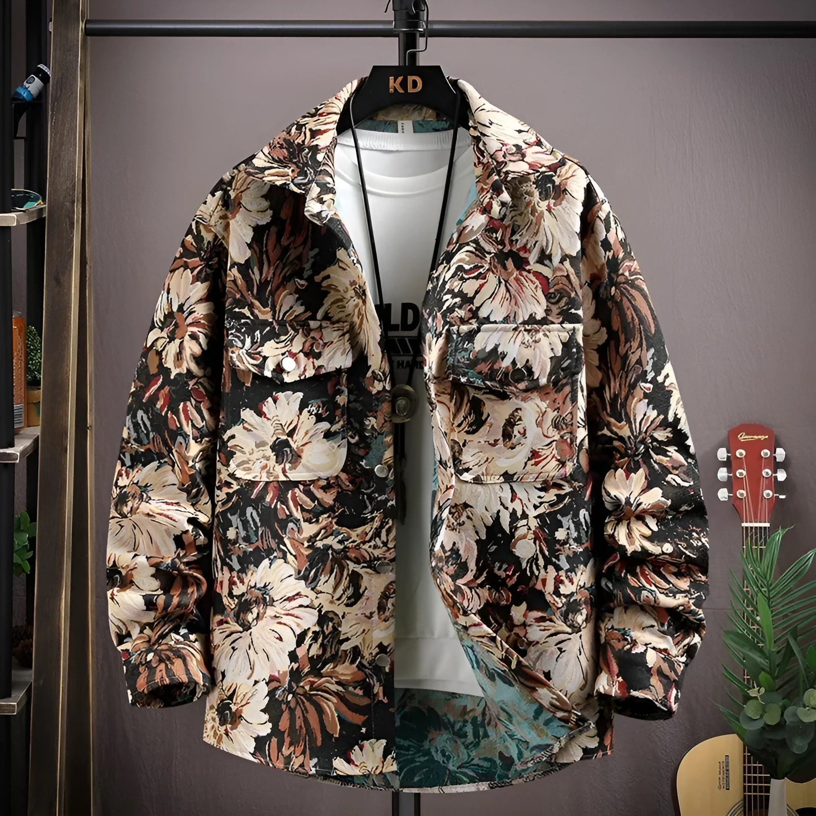 Casual lapel shirt coat in polyester available in blue, black, apricot and red.
