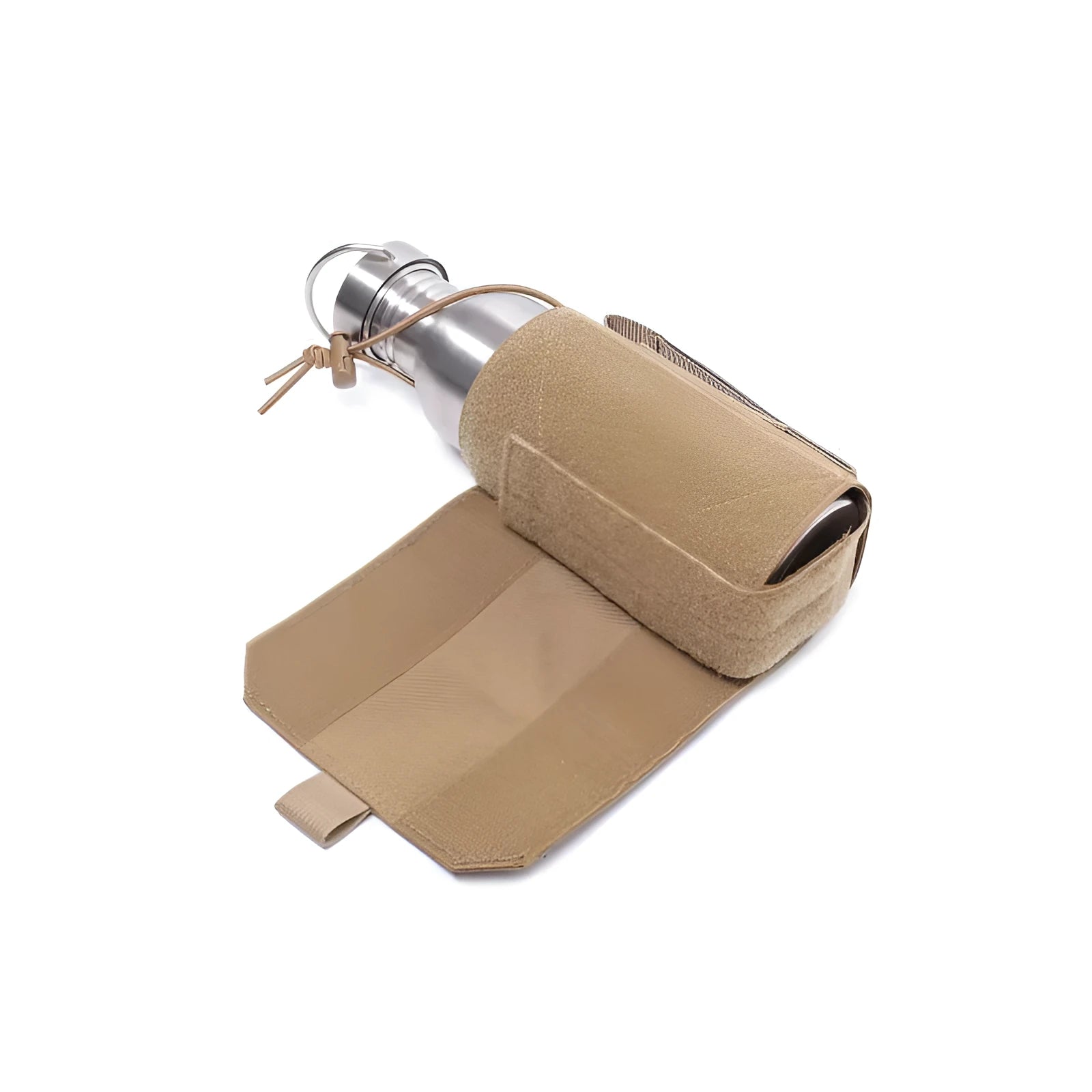 Adjustable Oxford cloth bottle cover with PU lining for outdoor sports in black or khaki colour