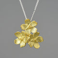 Sterling silver Myosotis Sylvatica flower pendant with electroplated gold or silver finish, pastoral style