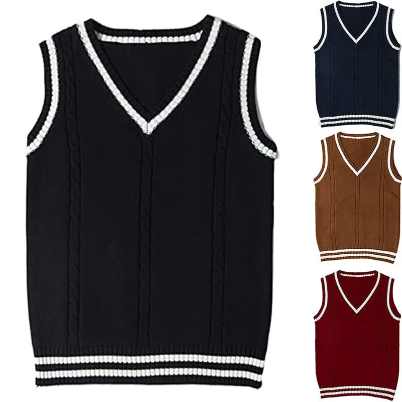 Women's slim fit V-neck striped acrylic sweater in wine red colour showing waistcut design