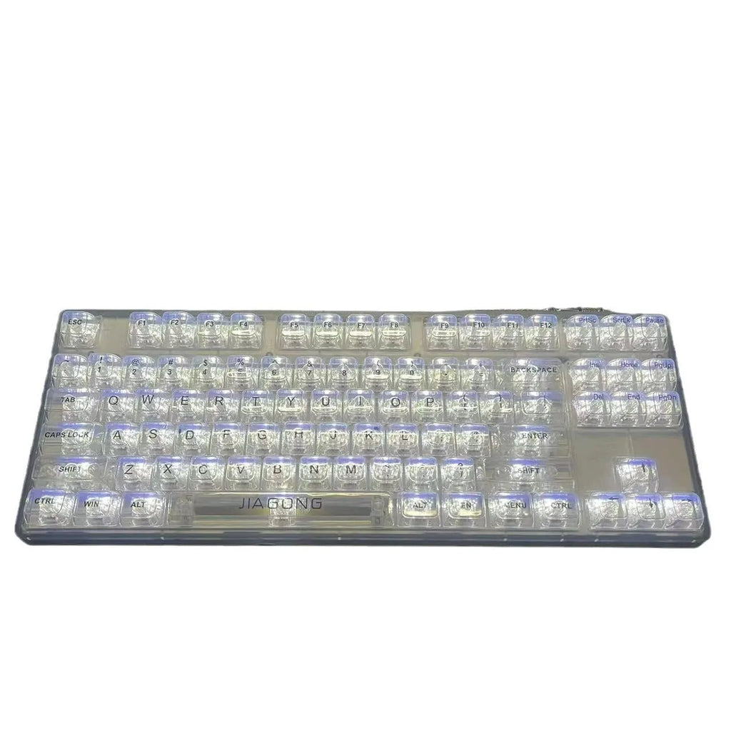 Transparent mechanical keyboard key cap set with 132 keys for MX stem compatibility