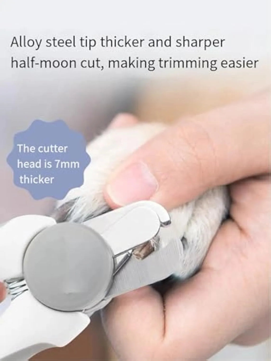 Blue heavy-duty dog nail clippers with a safety guard for large breed dogs.