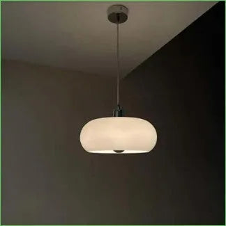 Bauhaus style three headed egg tart pendant light with glass shades in milky white finish