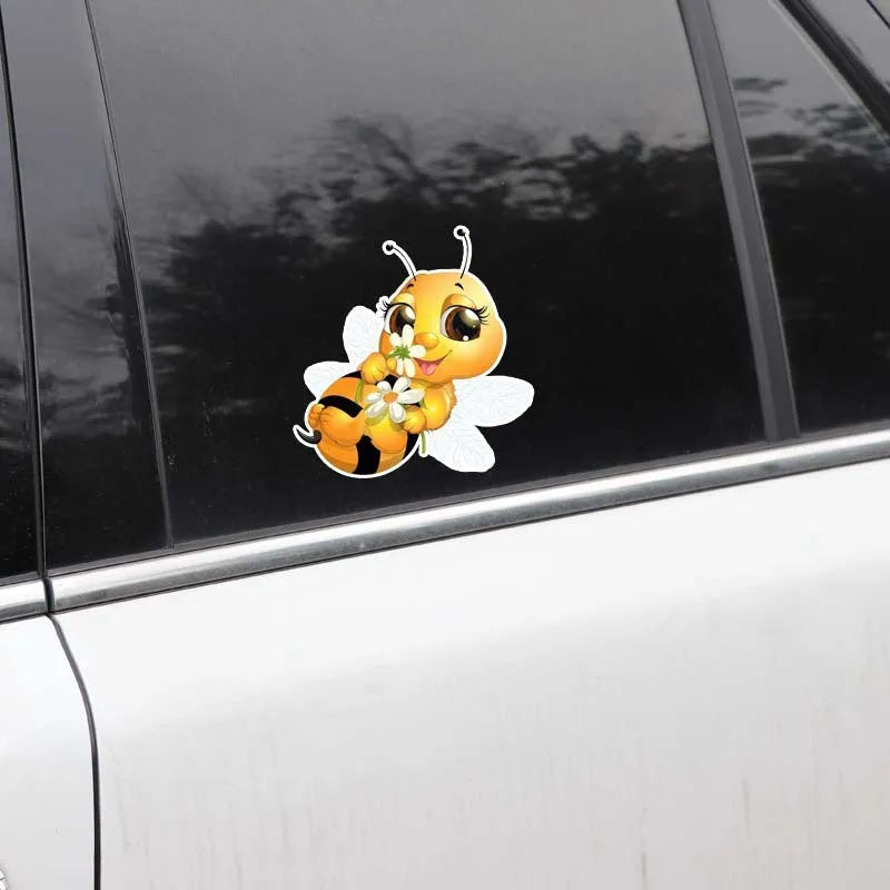Cartoon little bee car body sticker 15x14cm PVC waterproof decal on vehicle bumper