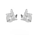 Butterfly design ear studs made from 925 silver with gold or white gold colour electroplating.
