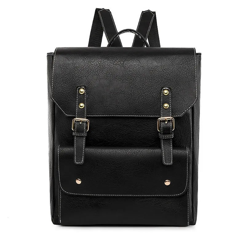 Korean retro backpack in soft PU material showing ventilation features and burden reduction design