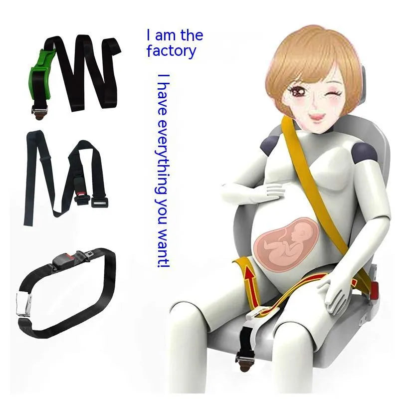 Black ABS polyester pregnant women's safety belt anti-strangulation device with metal buckle