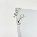 Female Creativity retro alloy jewellery set with fishbone pendant necklace and matching earrings on adjustable O-chain.