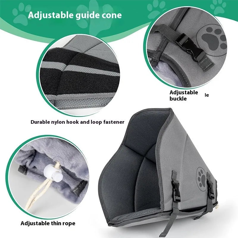 Adjustable polyester pet sterilisation collar shown in single-layer and double-layer styles.