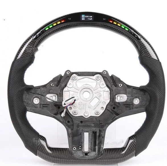Black carbon fibre BMW steering wheel with LED display for X3 X5 models