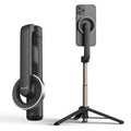 Mobile phone bracket selfie stick with stainless steel arm and Bluetooth remote in black colour