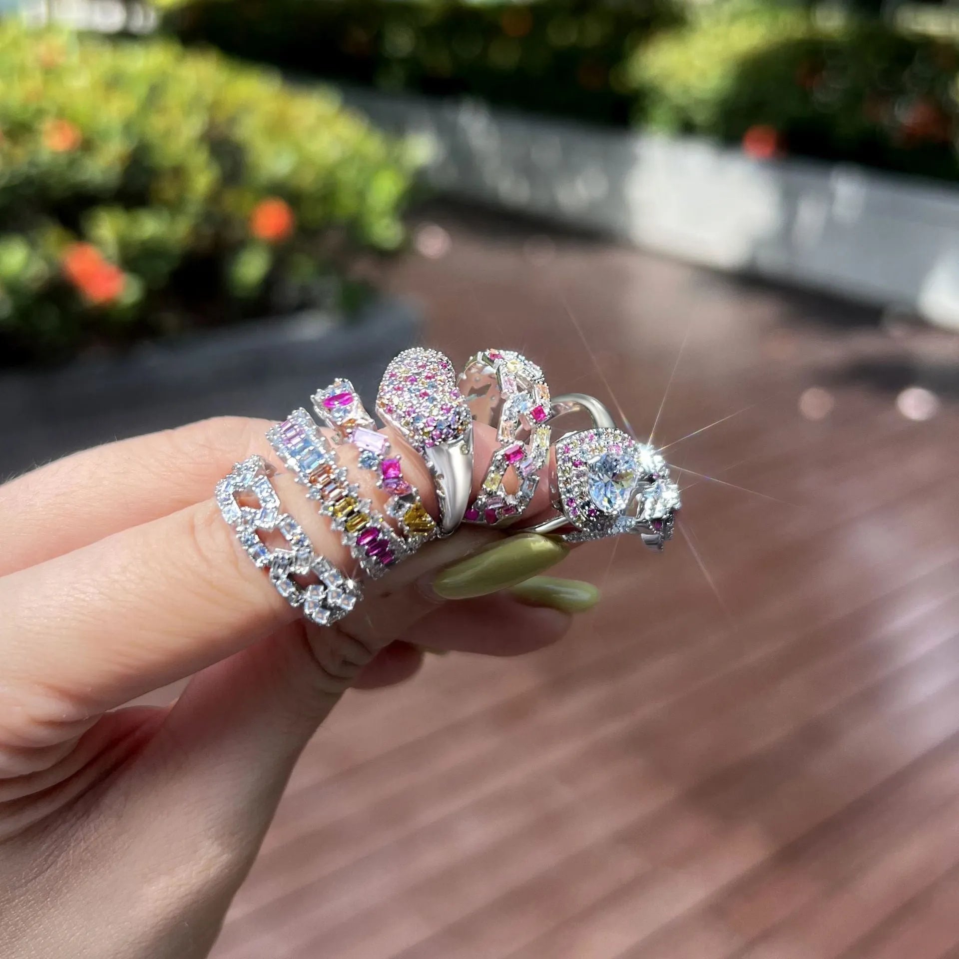 S925 sterling silver zircon ring with round stone, adjustable opening, silver colour, women