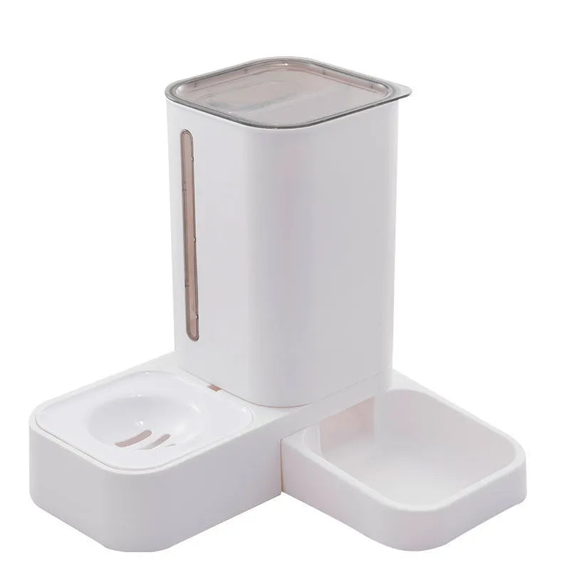 Pet automatic water storage double plastic bowl in grey with slow drinking design, size 32x31x32cm