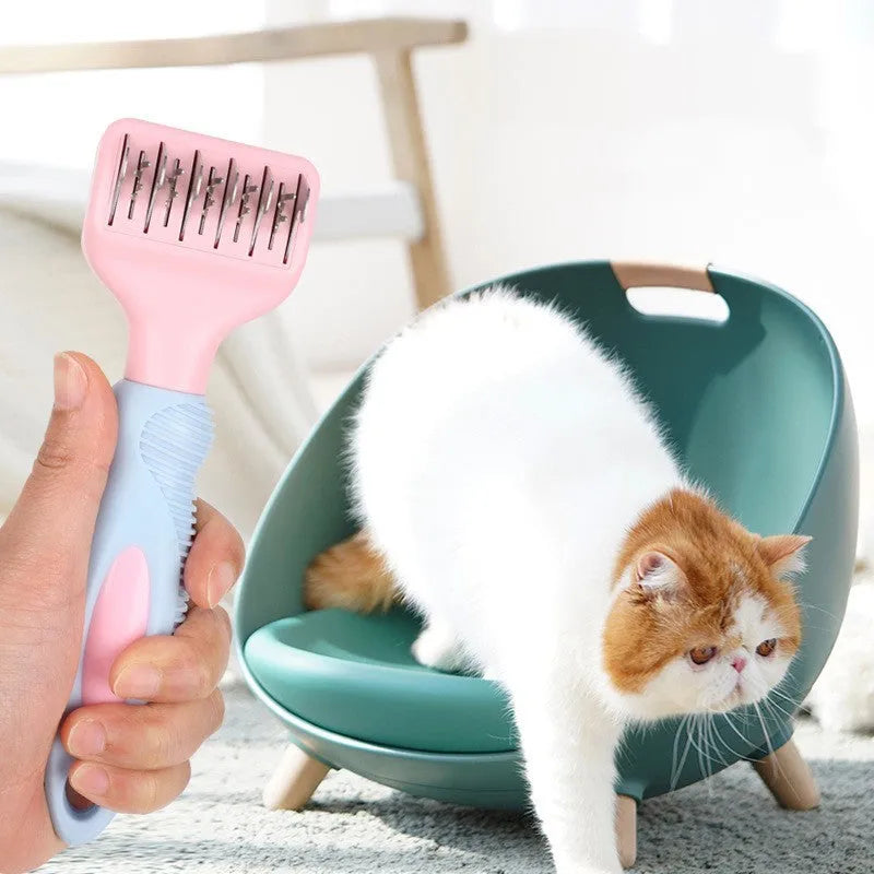 Stainless steel pet grooming comb for dogs and cats in pink or purple colour