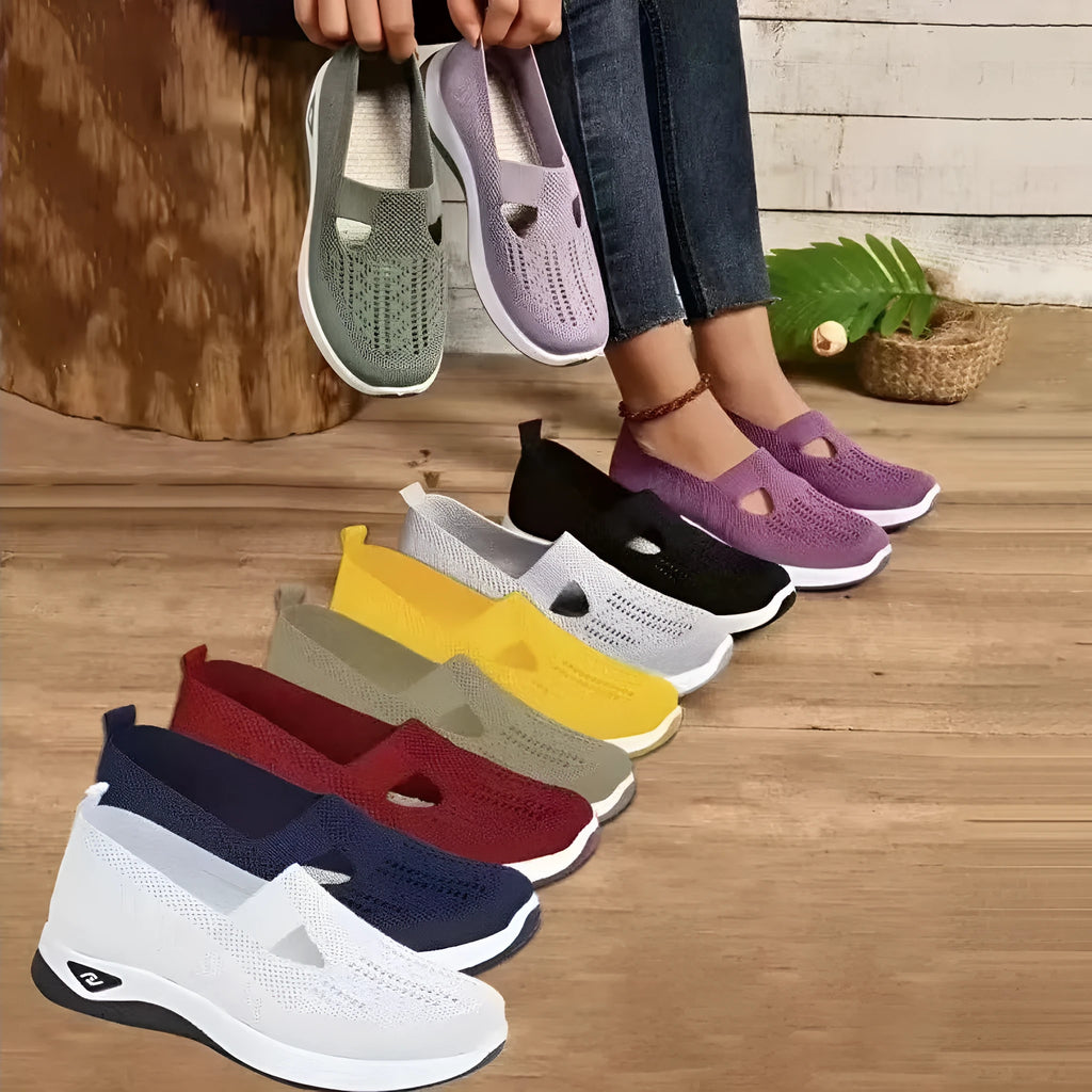 Casual mesh shoes with T-strap design and soft PVC soles in various colours