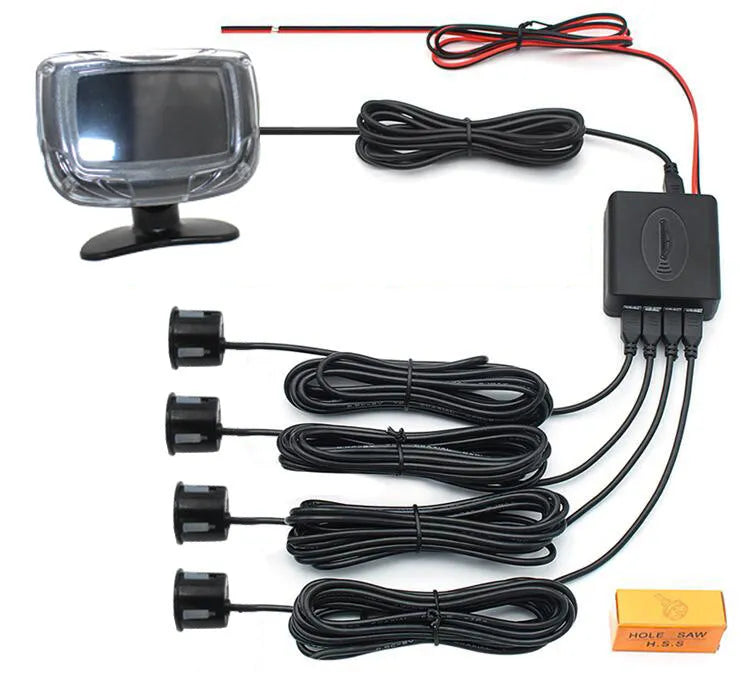 Wireless vehicle reversing sensor system with LED display and four ultrasonic probes