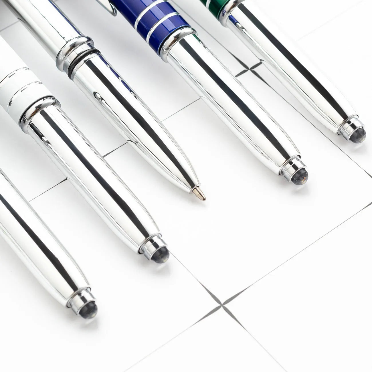 Metal capacitive stylus pen with LED light in five colour options