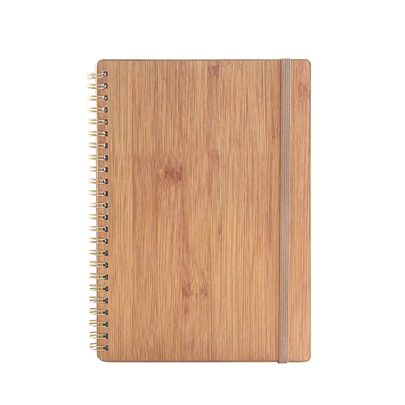 Erasable coil notebook with stone paper pages and customisable cover options including black, blue, and wood grain designs.