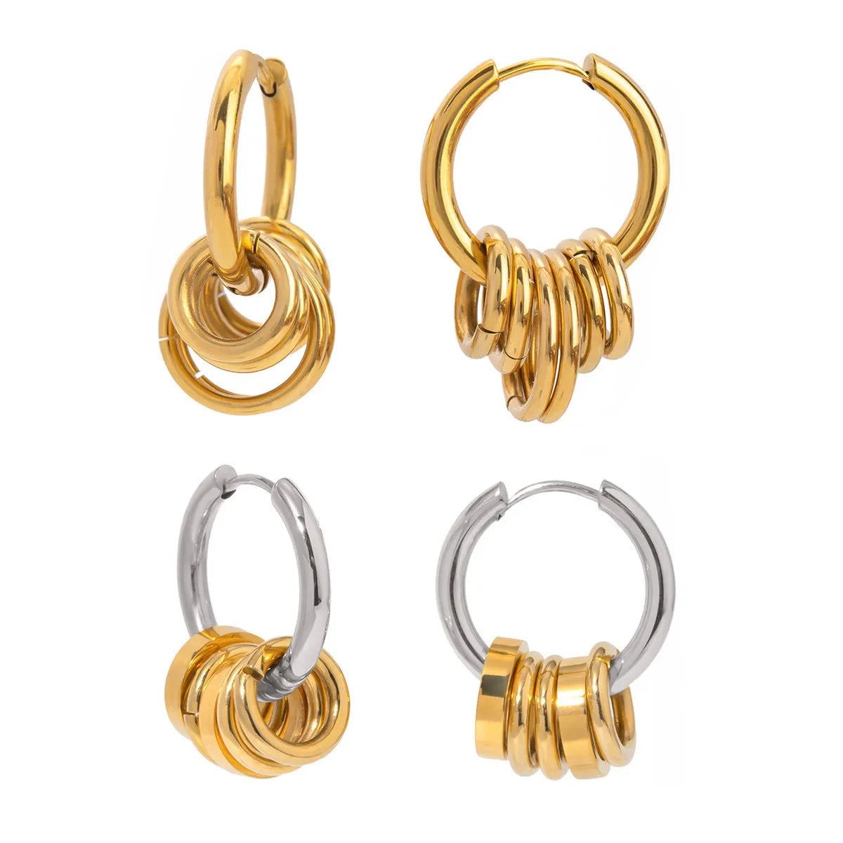 Ins style stainless steel colour matching earrings with electroplated finish showing unisex design