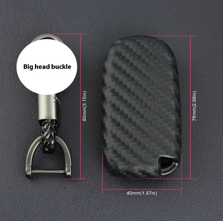 Silicone rubber protective case for Dodge Chrysler Fiat car keys with carbon fibre pattern.