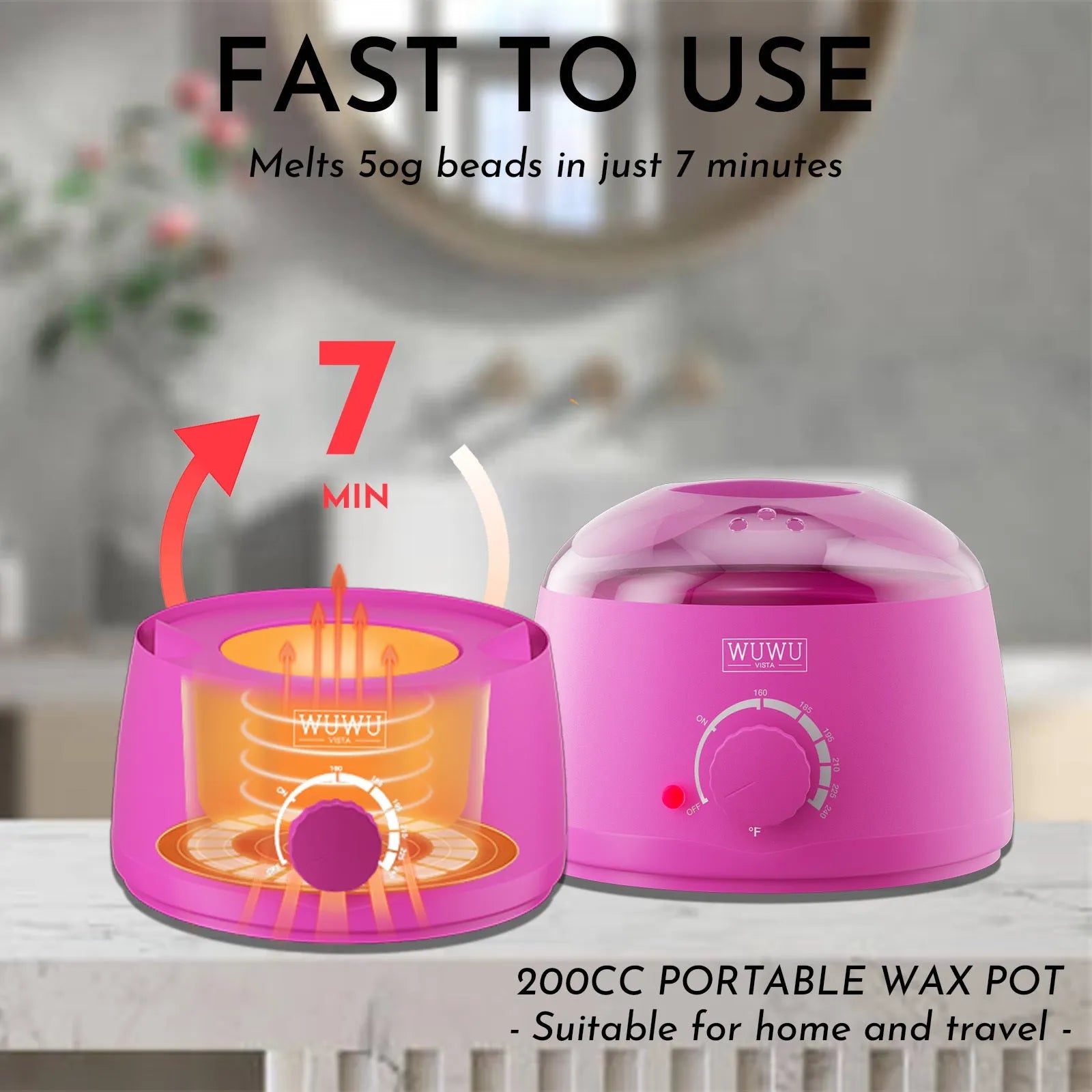 WUWUVISTA 63-piece waxing kit with black wax warmer, wax beads, lotion, and waxing sticks