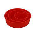 Red round silicone cake mold in 4 6 and 8 inch sizes for flexible non-stick baking