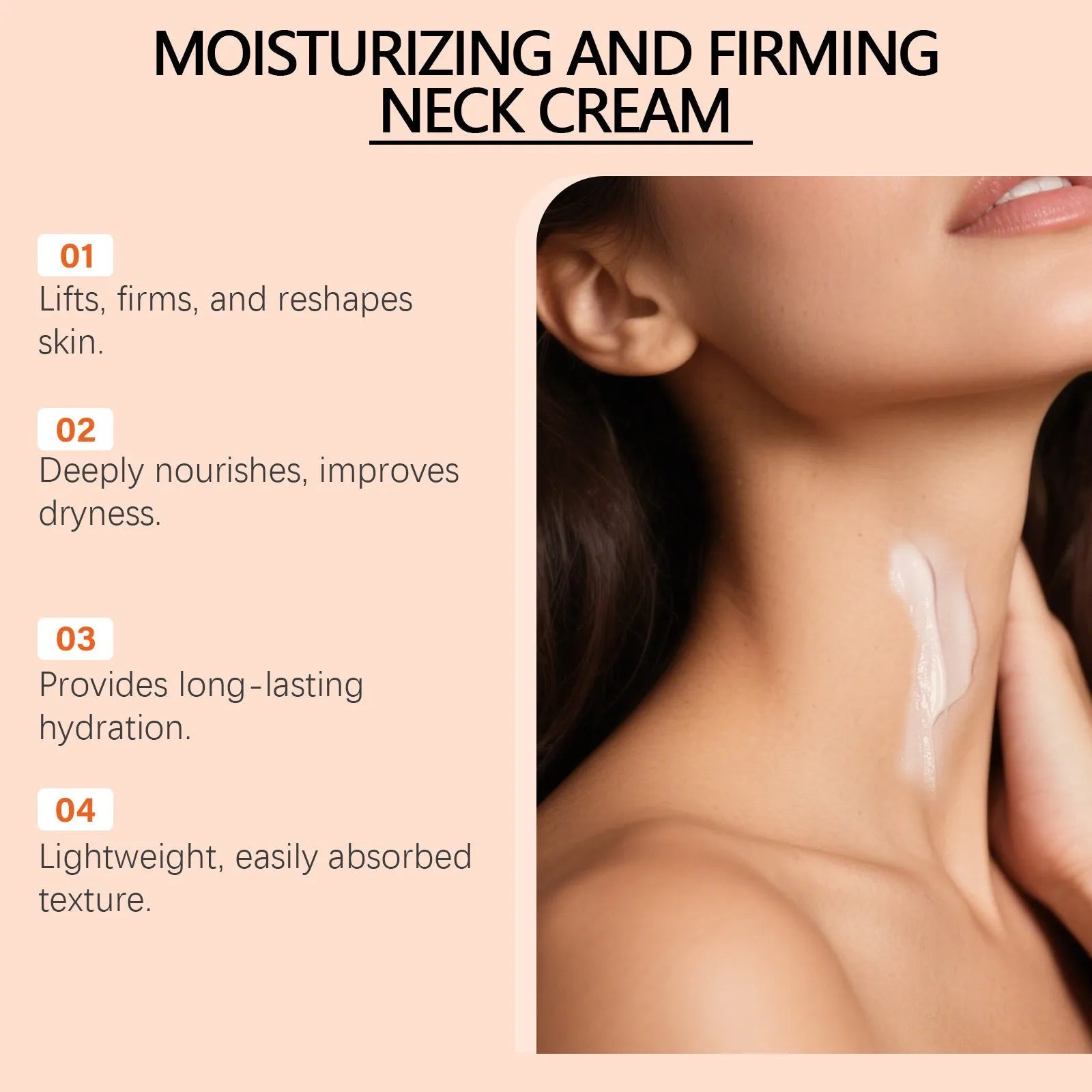 Moisturising neck cream pot with 50g content for neck contour skincare