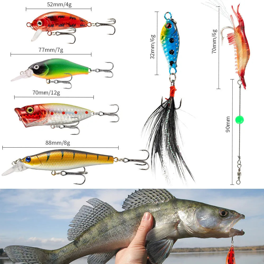 24-piece Christmas minnow fishing tackle set with metal lures and storage box in 01 style colour