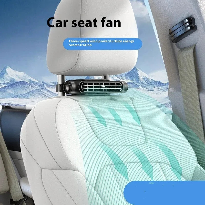 USB car fan with bladeless design and brushless motor in black, white or beige colour options