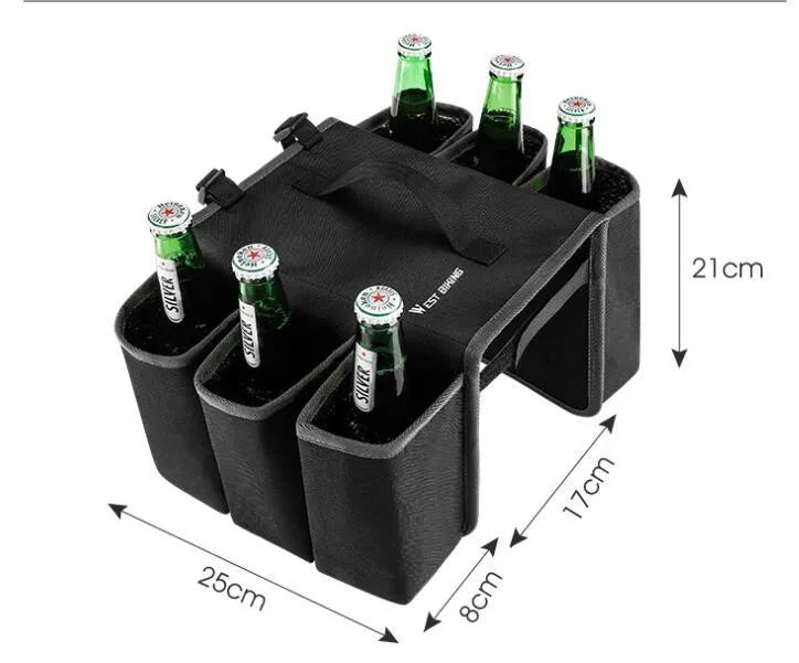 Bicycle double-sided drink bag in black with 2 litre capacity and waterproof 600D PVC construction