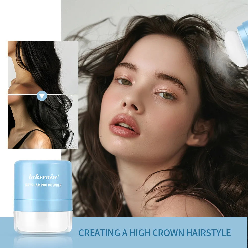 No-rinse hair dry cleaning booster powder in 5g sachet with applicator sponge and headband mirror