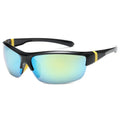 Men's semi-frameless windproof cycling glasses in Bright Black Blue Mercury colour