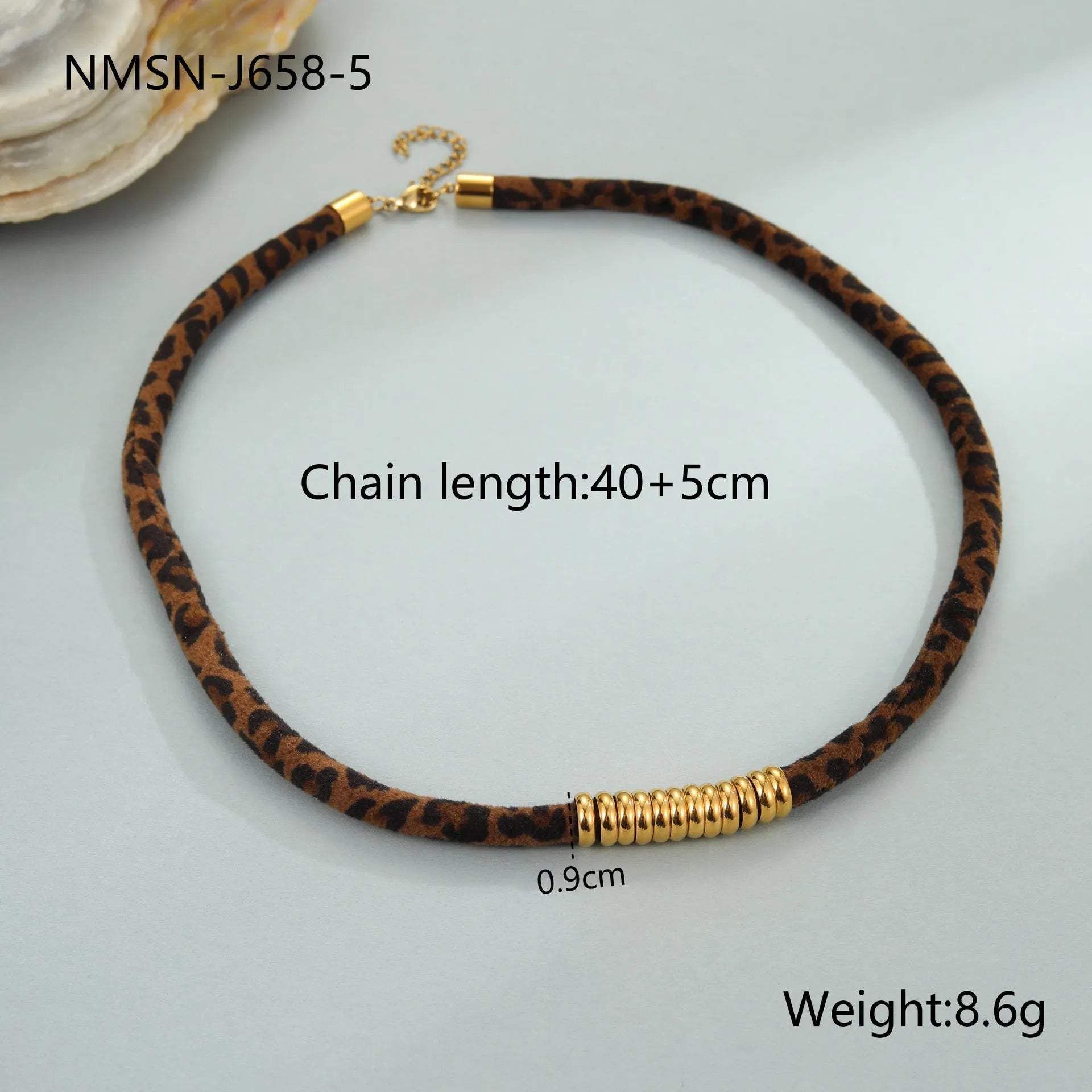 Leopard series stainless steel women's necklace with geometric pendant and adjustable chain