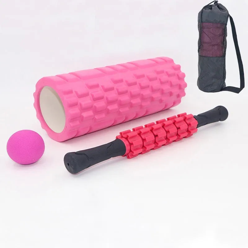 33cm black foam roller massage bar with six-piece roller design