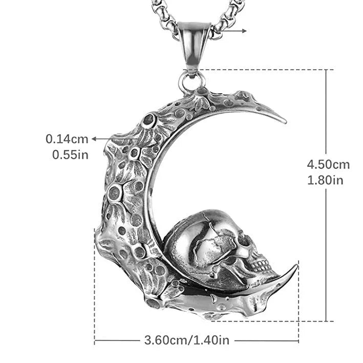 Men's stainless steel skull necklace with alloy pendant in silver colour variations