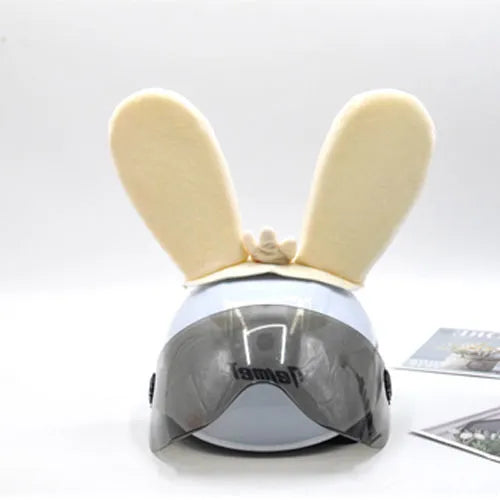 Rabbit ears and locomotive design helmet ornament with Velcro bottom attachment