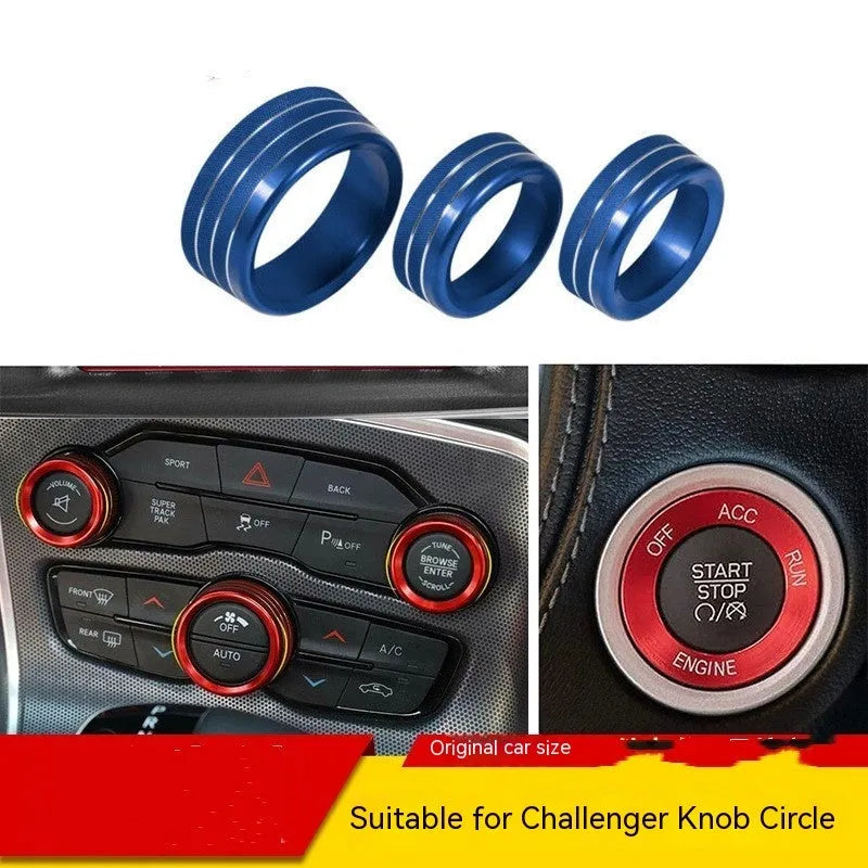 Aluminium alloy decorative ring for Dodge Challenger and Grand Cherokee air conditioning knob