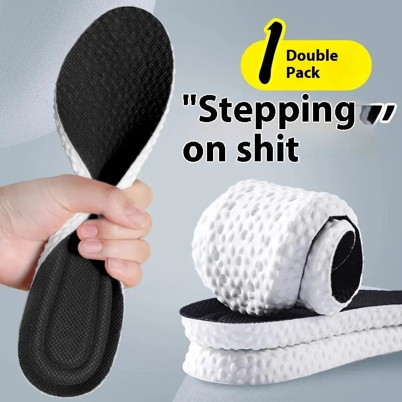 A pair of grey breathable PU sports insoles that can be cut to size on a white background