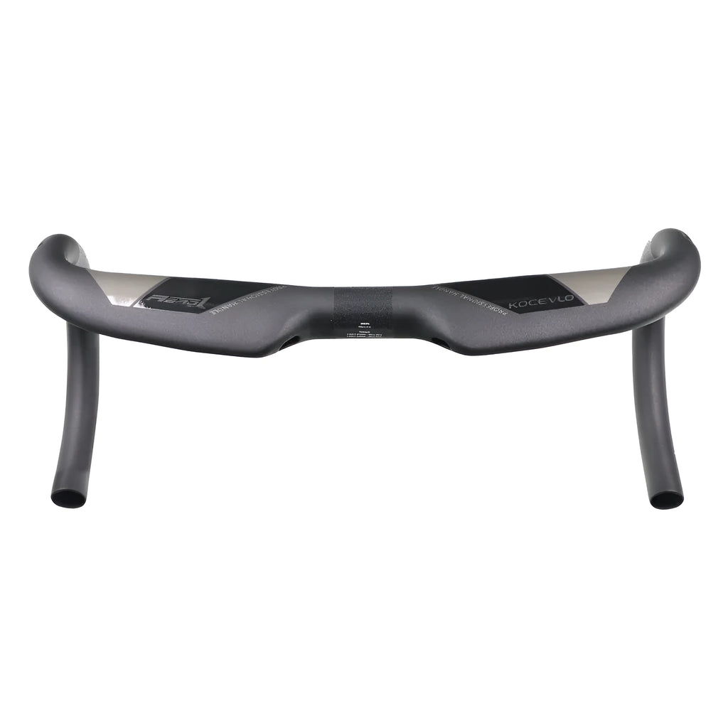 Wei Bike matt black carbon fibre road bike handlebar showing its bent shape and clean finish.