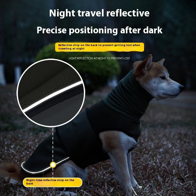 Army green polyester dog calming jacket for anxiety relief with gentle pressure design