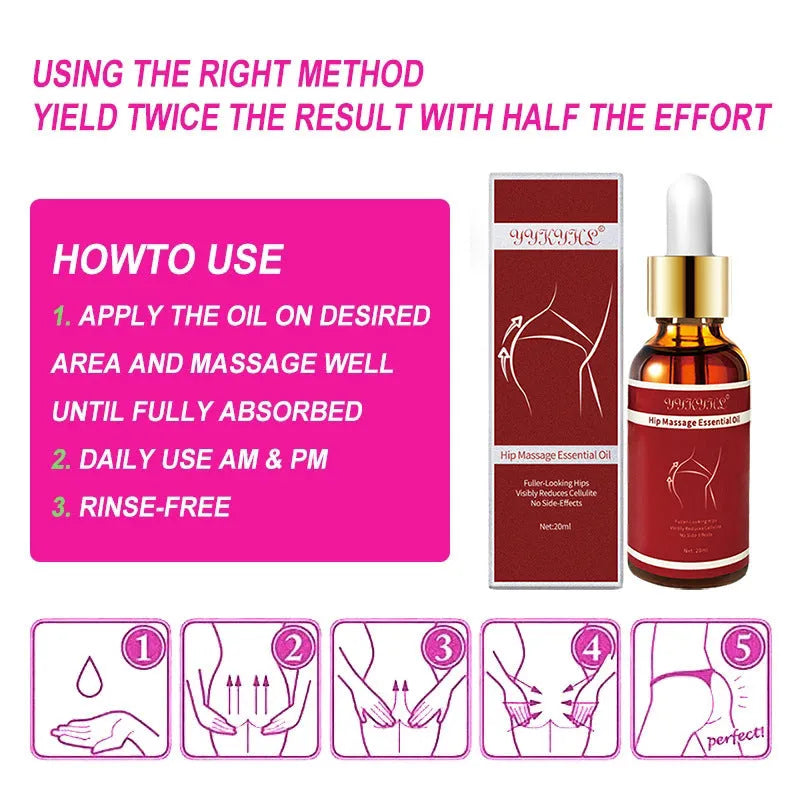 Sculpting butt lifting massage oil with grapeseed oil in a 20ml bottle